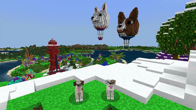 Screenshot of the Minecraft Bedrock Marketplace product Dogtopia created by Blockworks.