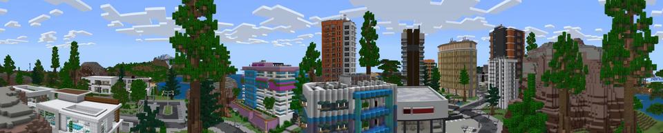 Panorama of the Minecraft Bedrock Marketplace product Electric City: Cars! created by Blockworks.