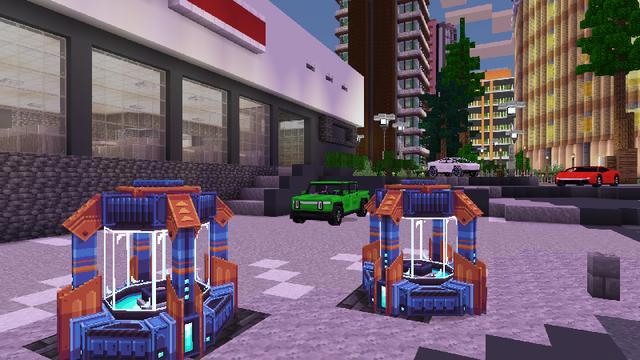 Screenshot of the Minecraft Bedrock Marketplace product Electric City: Cars! created by Blockworks.