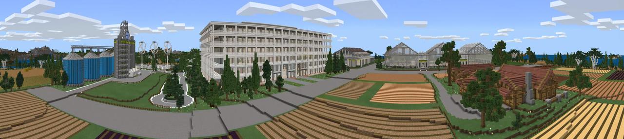 Panorama of the Minecraft Bedrock Marketplace product FarmCraft created by Blockworks.