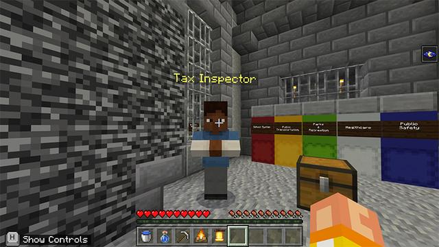 Screenshot of the Minecraft Bedrock Marketplace product Fintropolis created by Blockworks.
