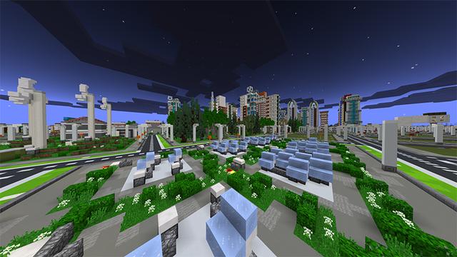 Screenshot of the Minecraft Bedrock Marketplace product Lumen: City Challenge created by Blockworks.