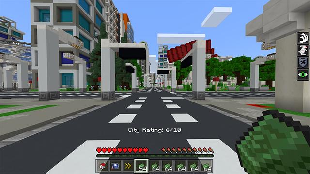 Screenshot of the Minecraft Bedrock Marketplace product Lumen: City Challenge created by Blockworks.