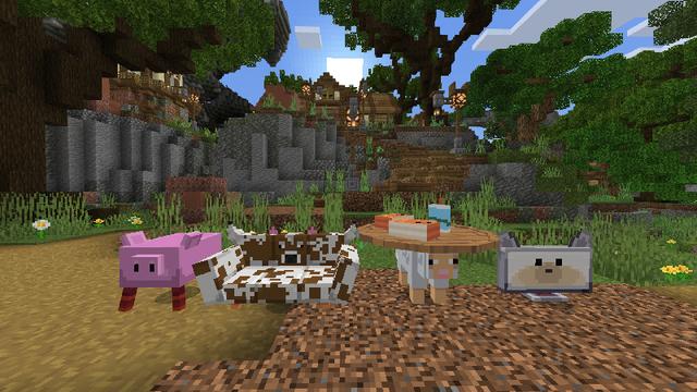 Screenshot of the Minecraft Bedrock Marketplace product Mob Furniture created by Blockworks.