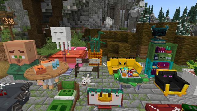 Screenshot of the Minecraft Bedrock Marketplace product Mob Furniture created by Blockworks.