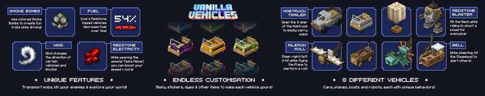 Panorama of the Minecraft Bedrock Marketplace product Vanilla Vehicles created by Blockworks.