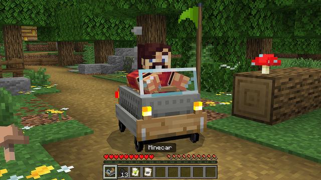 Screenshot of the Minecraft Bedrock Marketplace product Vanilla Vehicles created by Blockworks.