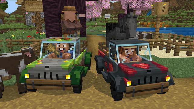 Screenshot of the Minecraft Bedrock Marketplace product Vanilla Vehicles created by Blockworks.