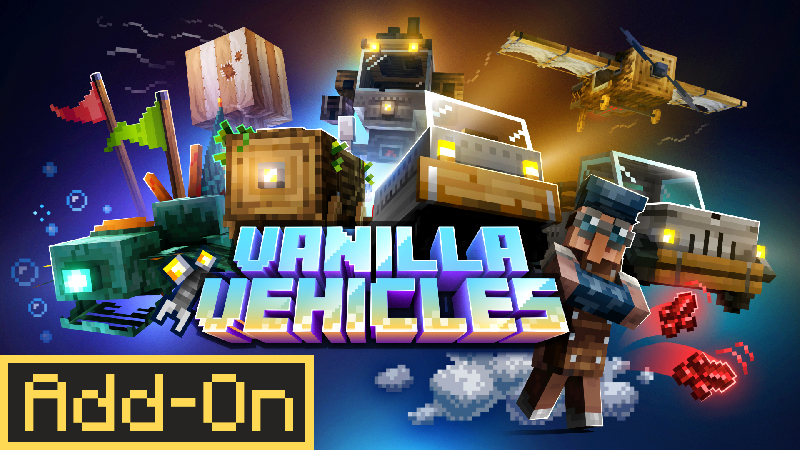 Thumbnail of the Minecraft Bedrock Marketplace product Vanilla Vehicles created by Blockworks.