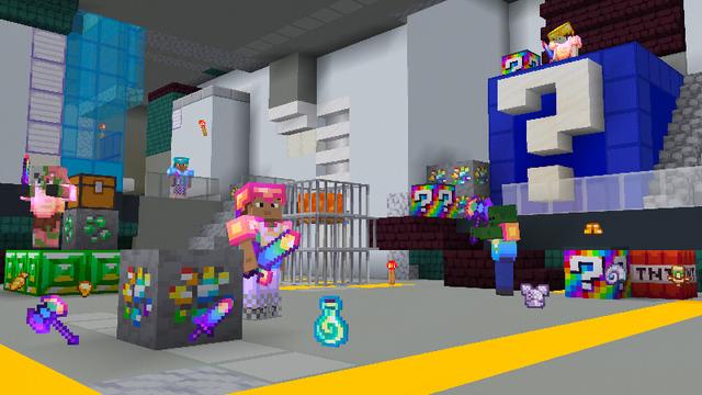 Screenshot of the Minecraft Bedrock Marketplace product Lucky Block: Rainbow created by Blocky.