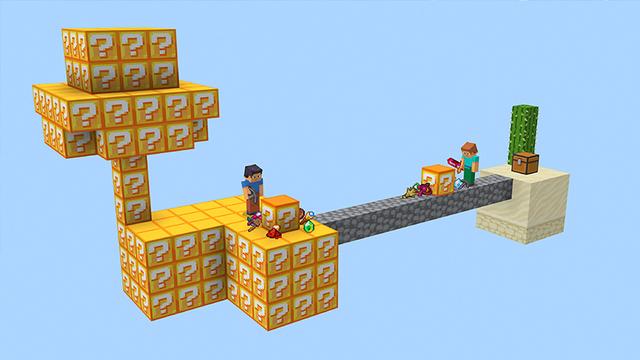 Screenshot of the Minecraft Bedrock Marketplace product Skyblock Lucky Block 2 created by Blocky.