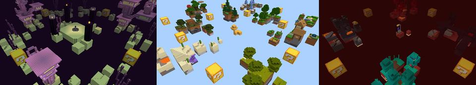 Panorama of the Minecraft Bedrock Marketplace product Skyblock Lucky Block created by Blocky.