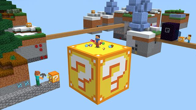 Screenshot of the Minecraft Bedrock Marketplace product Skyblock Lucky Block created by Blocky.
