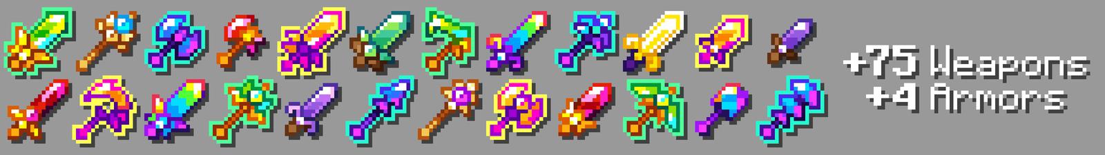 Panorama of the Minecraft Bedrock Marketplace product Weapons+ created by Blocky.