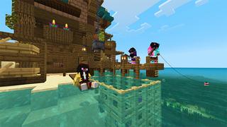 Screenshot of the Minecraft Bedrock Marketplace product Fishing House Survival created by Blue Depth Games.