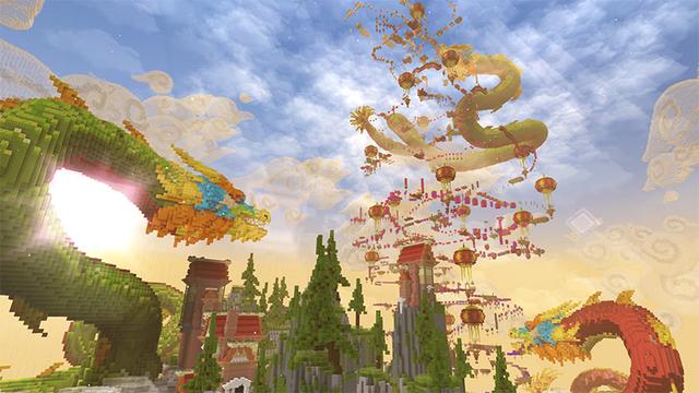 Screenshot of the Minecraft Bedrock Marketplace product Parkour Mega 2 created by Blue Depth Games.