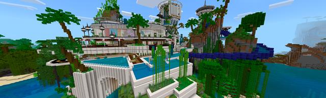 Panorama of the Minecraft Bedrock Marketplace product Millionaire Mansion created by Box Build.