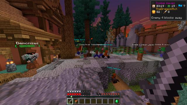 Screenshot of the Minecraft Bedrock Marketplace product Zombie Waves created by Box Build.