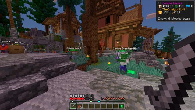 Screenshot of the Minecraft Bedrock Marketplace product Zombie Waves created by Box Build.