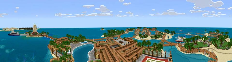 Panorama of the Minecraft Bedrock Marketplace product Caribbean Getaway created by BTWN Creations.