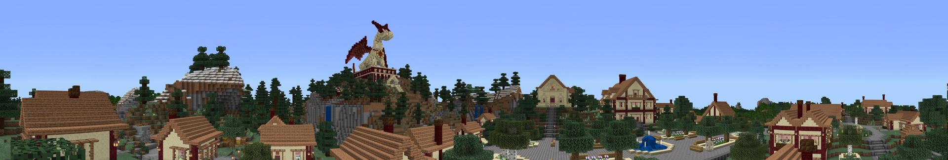 Panorama of the Minecraft Bedrock Marketplace product Crimson Dragon Village created by BTWN Creations.