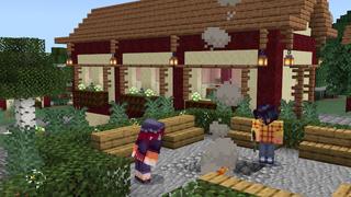 Screenshot of the Minecraft Bedrock Marketplace product Crimson Dragon Village created by BTWN Creations.