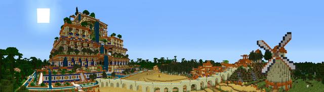 Panorama of the Minecraft Bedrock Marketplace product Garden Temple created by BTWN Creations.