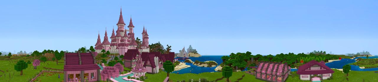 Panorama of the Minecraft Bedrock Marketplace product Pink Palace created by BTWN Creations.
