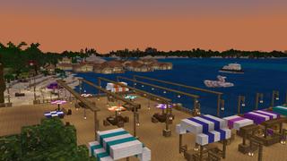 Screenshot of the Minecraft Bedrock Marketplace product Snow Globe Beach Resort created by BTWN Creations.