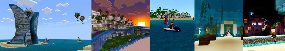 Panorama of the Minecraft Bedrock Marketplace product Tropical Resort created by BTWN Creations.
