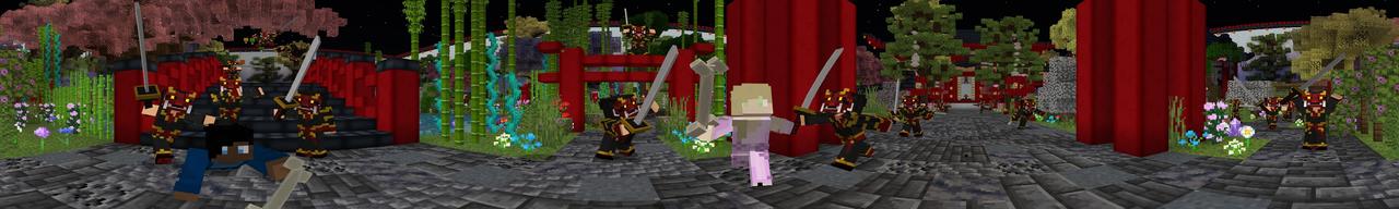 Panorama of the Minecraft Bedrock Marketplace product Blind & Sneak: Japanese Garden created by Builders Horizon.