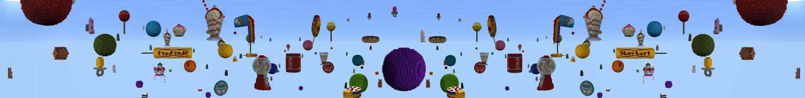 Panorama of the Minecraft Bedrock Marketplace product Candy Skyblock created by Builders Horizon.