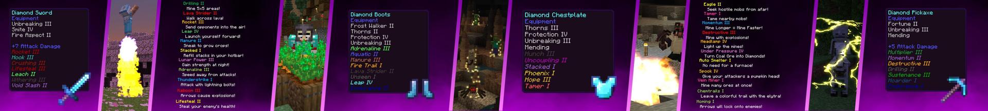 Panorama of the Minecraft Bedrock Marketplace product ENCHANTS Add-On created by Builders Horizon.