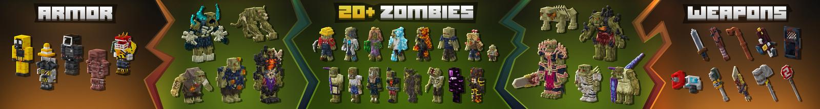 Panorama of the Minecraft Bedrock Marketplace product ZOMBIES Add-On created by Builders Horizon.