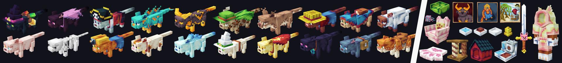 Panorama of the Minecraft Bedrock Marketplace product Cat Expansion Add-On created by Bunny Studios.