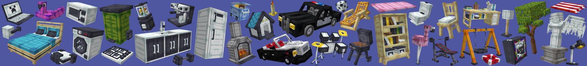 Panorama of the Minecraft Bedrock Marketplace product Furniture+ created by Bunny Studios.