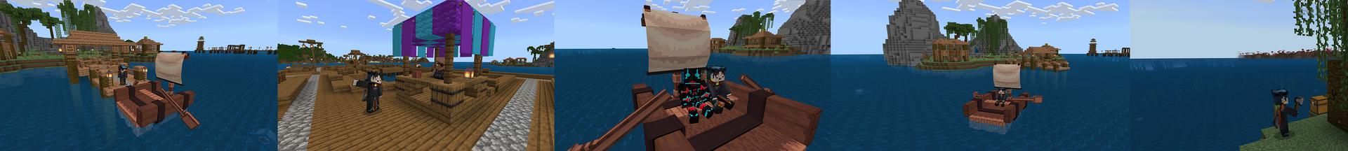 Panorama of the Minecraft Bedrock Marketplace product HouseBoat Survival created by Bunny Studios.