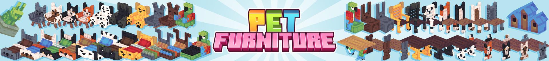 Panorama of the Minecraft Bedrock Marketplace product Pet Furniture created by Bunny Studios.