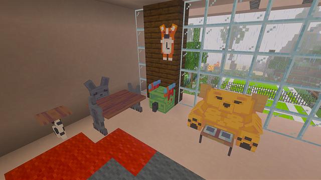 Screenshot of the Minecraft Bedrock Marketplace product Pet Furniture created by Bunny Studios.