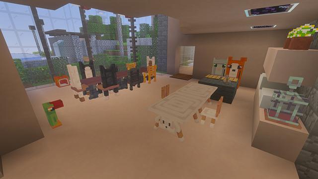 Screenshot of the Minecraft Bedrock Marketplace product Pet Furniture created by Bunny Studios.