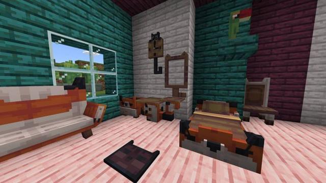Screenshot of the Minecraft Bedrock Marketplace product Pet Furniture Add-On created by Bunny Studios.
