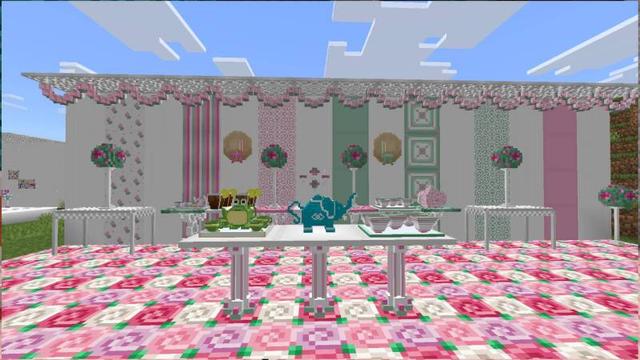 Screenshot of the Minecraft Bedrock Marketplace product Tea Party Add-On created by Bunny Studios.
