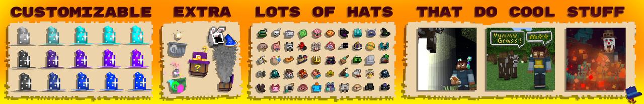 Panorama of the Minecraft Bedrock Marketplace product Hats That Do Cool Stuff created by CaptainSparklez.