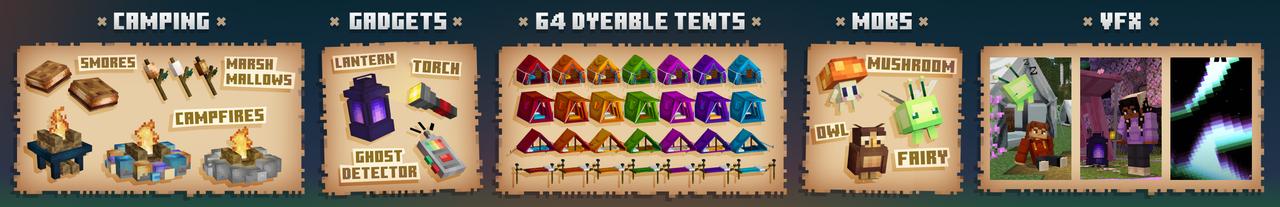 Panorama of the Minecraft Bedrock Marketplace product Majestic Camping Add-On created by CaptainSparklez.