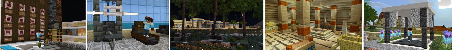 Panorama of the Minecraft Bedrock Marketplace product Desert Oasis House created by Carper Creative.