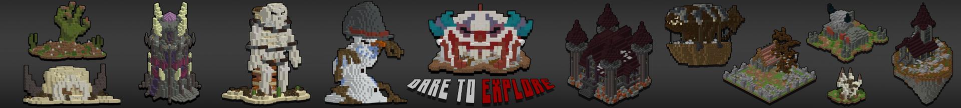 Panorama of the Minecraft Bedrock Marketplace product Horror Structures Add-On created by Carper Creative.