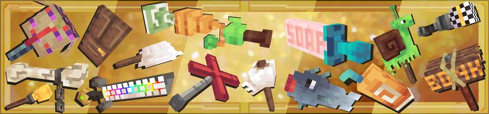 Panorama of the Minecraft Bedrock Marketplace product Meme Weapons v1.1 created by Carper Creative.