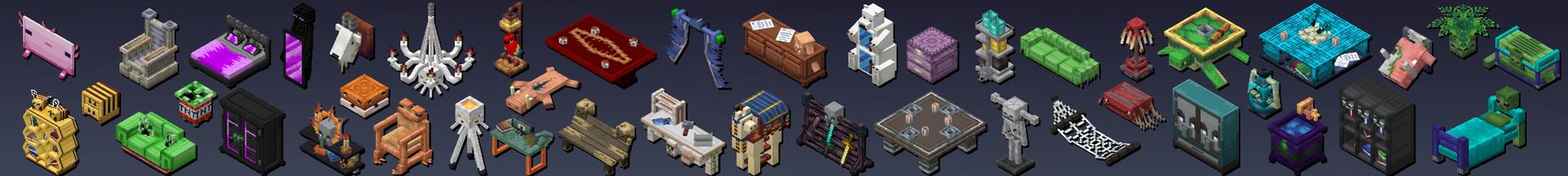 Panorama of the Minecraft Bedrock Marketplace product Mob Furniture created by Carper Creative.