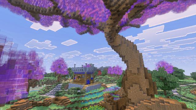 Screenshot of the Minecraft Bedrock Marketplace product Aphmau's Pink Tree created by CatFace.