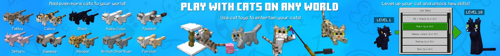 Panorama of the Minecraft Bedrock Marketplace product CATS Add-On created by ChewMingo.
